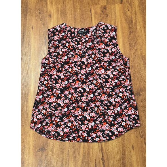 EUC! Jones New York Collection Sleeveless Floral Blouse Size 10 - Pink & Black - Picture 1 of 4